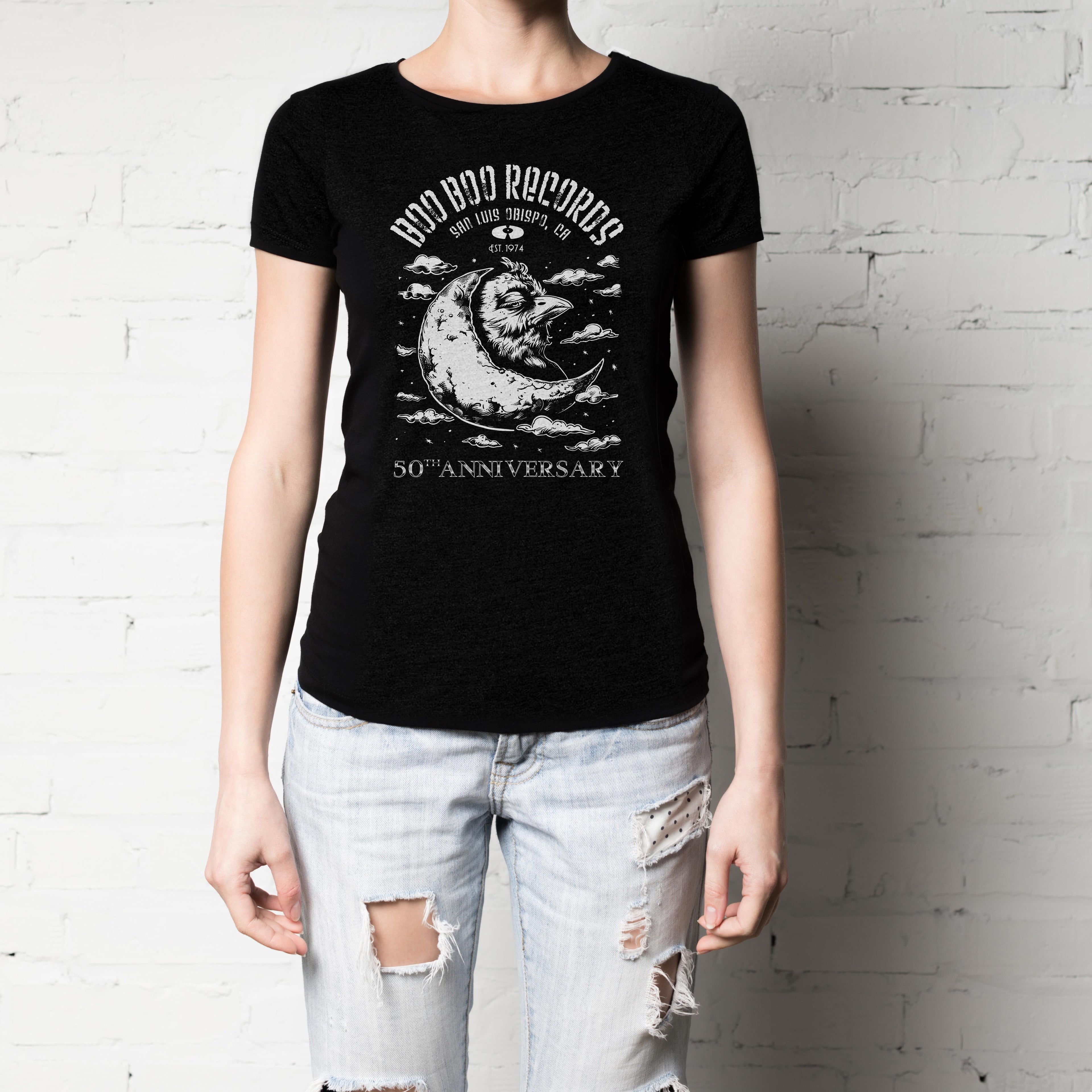 Women's Commemorative 50th Anniversary Moon Chicken T-Shirt (Heather Black)