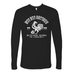 Men's 100% Cotton Long Sleeve Vintage Black T-Shirt, White Boo Boo Records Logo