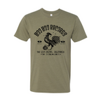 Men's Cotton/Poly T-Shirt (Boo Boo Records, Light Olive, Black Logo)