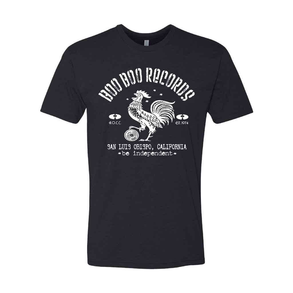 Men's Cotton/Poly T-Shirt (Boo Boo Records, Vintage Black, White Logo)